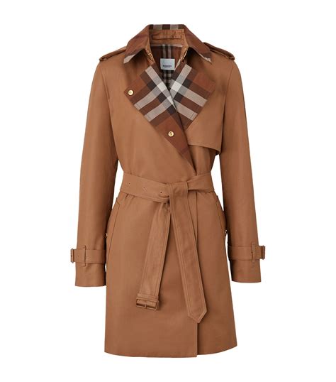 burberry paneled checked cotton-gabardine trench coat